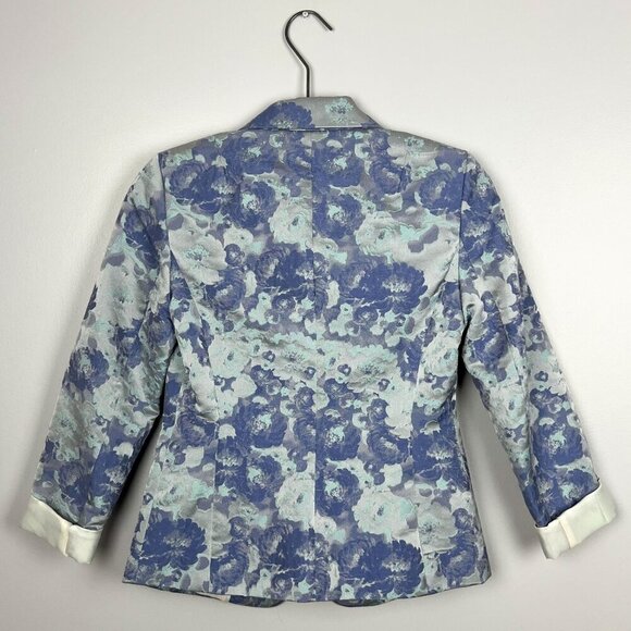 Banana Republic Womens XS Blue Floral Blazer Button-Up Jacket - Picture 5 of 5